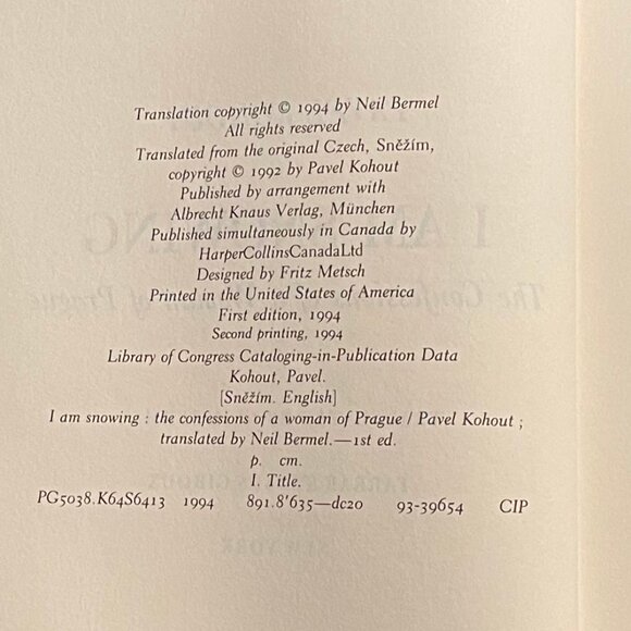 "I Am Snowing," by Pavel Kohout, 1994 Hardcover - Picture 6 of 7